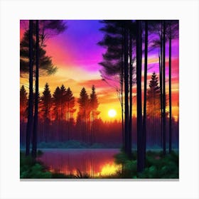 Sunset In The Forest 43 Canvas Print