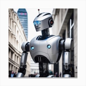 Robot In The City 11 Canvas Print