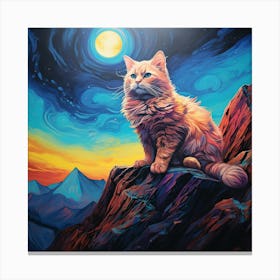 Cat In The Moonlight 1 Canvas Print