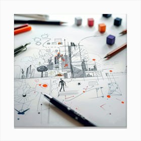 Drawing Of A City Canvas Print