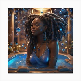 Woman In A Bubble Bath Canvas Print