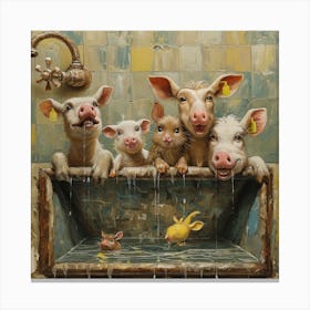 Pigs In The Bath Canvas Print