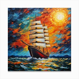 Sailboat In The Sea Canvas Print