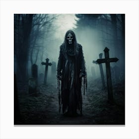 Skeleton In The Graveyard Canvas Print