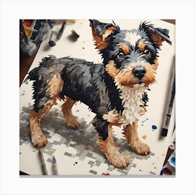 Baby Dog Pixel Art Canvas Print