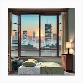 Cityscape Bedroom Canvas Print