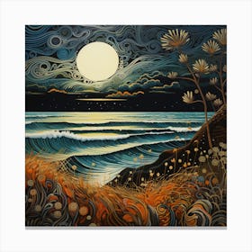 Full Moon At The Beach Canvas Print