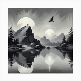 Black And White Landscape Painting Canvas Print