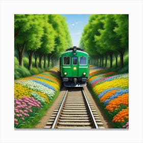 Tren avanzando hacia la estacion Canvas Print