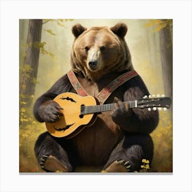 Mandolin Bear Art Print Canvas Print