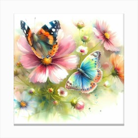 Butterflies And Flowers 1 Canvas Print