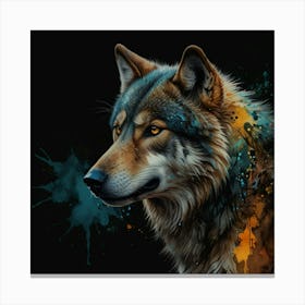 Leonardo Lightning Xl Watercolor Art An Animal Wolf Painting O 1 Canvas Print