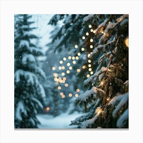 Glittering Needle Delicately Threaded With Soft Glowing Bulbs Forming A Merry Garland Draped Over A (2) Canvas Print