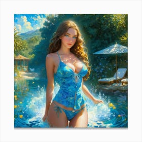 Beautiful Woman In The Water vb Canvas Print