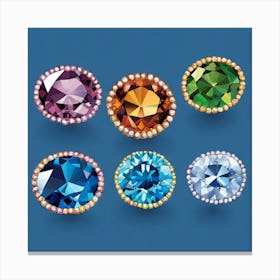 Set Of Colored Gemstones Canvas Print