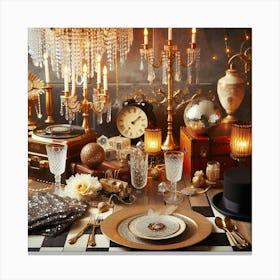 Glitz And Glamour Table Setting Canvas Print