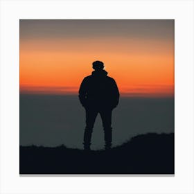 Silhouette Of A Man At Sunset 1 Canvas Print