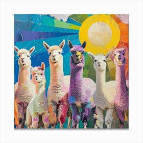 Rainbow Alpaca Kitsch Collage Canvas Print