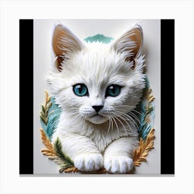 White Cat With Blue Eyes Canvas Print