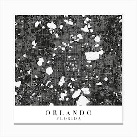 Orlando Florida Minimal Black Mono Street Map  Square Canvas Print