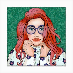 Green pop girl Canvas Print