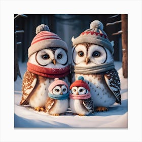 Owl Family Canvas Print