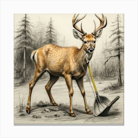 Deer With Shovel Canvas Print