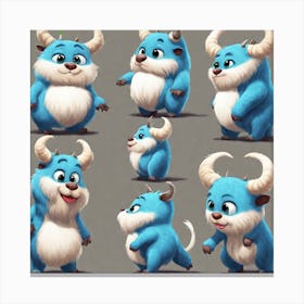 Blue Monsters Canvas Print