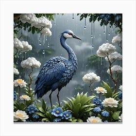 Blue Heron In The Rain Canvas Print