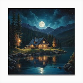 Night On The Lake Art Print 3 Canvas Print