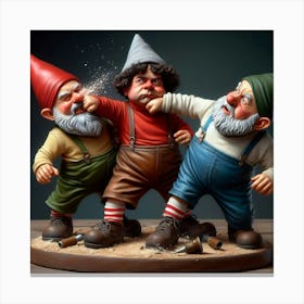 Gnomes Fighting 1 Canvas Print