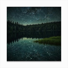 Night Sky Over Lake 3 Canvas Print