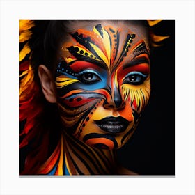 Beautiful Woman With Colorful Face Paint 2 Canvas Print