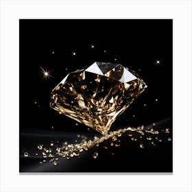 Gold Diamond On Black Background 1 Canvas Print