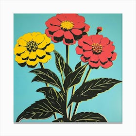 Zinnia 3 Pop Art Illustration Square Canvas Print