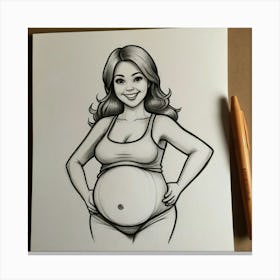 Pregnant Woman Drawing Canvas Print