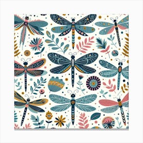 Scandinavian style,Pattern with colorful Dragonfly 2 Canvas Print