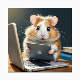 Hamster With Ipad Canvas Print