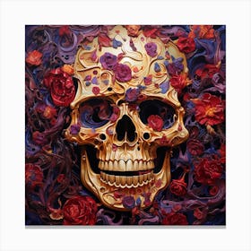 Skull With Flowers 10 Canvas Print