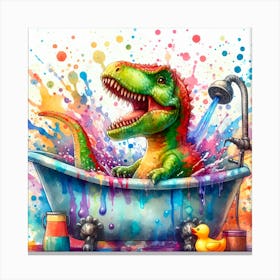 Dinosaur In The Bath Canvas Print