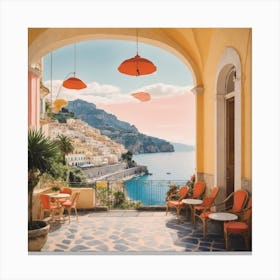 Amalfi Coast Matisse Style, Italy 5 Watercolour Travel Poster Art Print (2) Canvas Print