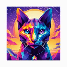 Stardust Low Poly Cat Canvas Print