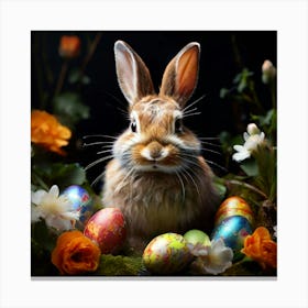 Watercolor Easter Bunny Studio Photography Complex Details High Detail Canvas Print