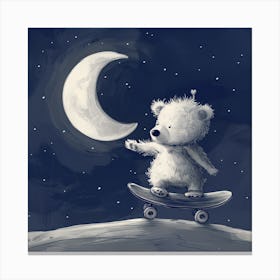 Teddy Bear On Skateboard 1 Canvas Print