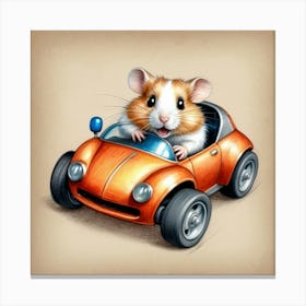 Hamster In A Car 6 Canvas Print