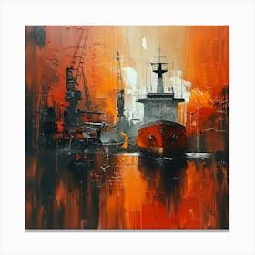 Ship In The Harbor red water, Abstract Expressionism, Minimalism, and Neo-Dada Canvas Print
