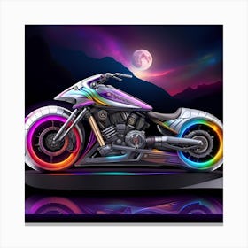 Colorful Motorcycle At Night Canvas Print