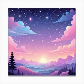 Sky With Twinkling Stars In Pastel Colors Square Composition 64 Canvas Print