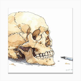 Skull And Pen Canvas Print