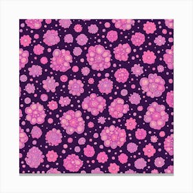 A Pattern Featuring Amoeba Like Blobs Shapes With Edges Rustic Purple And Pink, Flat Art, 128 Canvas Print